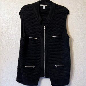 Autumn Cashmere - Beautiful black sweater vest with full zipper.   Womens Size L